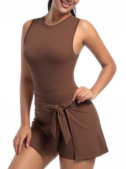 BUYCO Female Solid Color 2 in 1 Design Quick-dry Dress