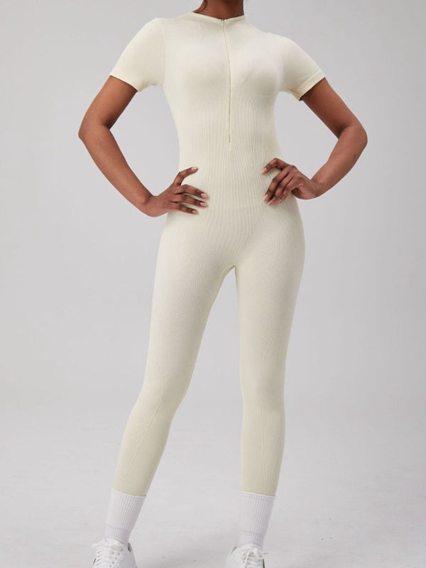 BUYCO Female Zipper Ribbed Cutout Jumpsuit