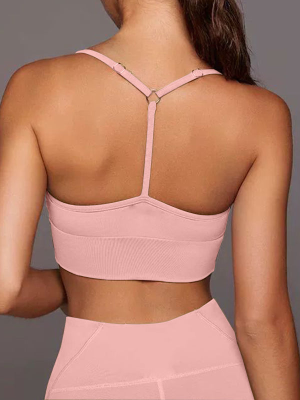 BUYCO Female Solid Color Unique Folds Sports Bras