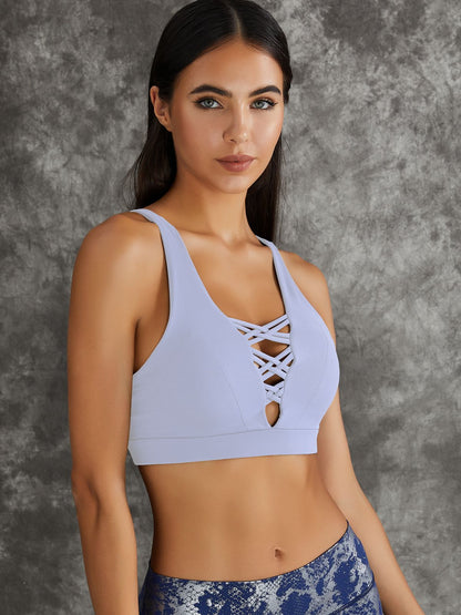 BUYCO Female Hollow Out V-shape Lace-up Sports Bras