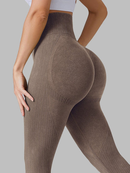 BUYCO Female Ribbed Denim Ruched Back Leggings