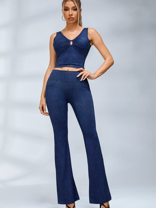 BUYCO Female Faux Denim Quick Flare Tracksuit