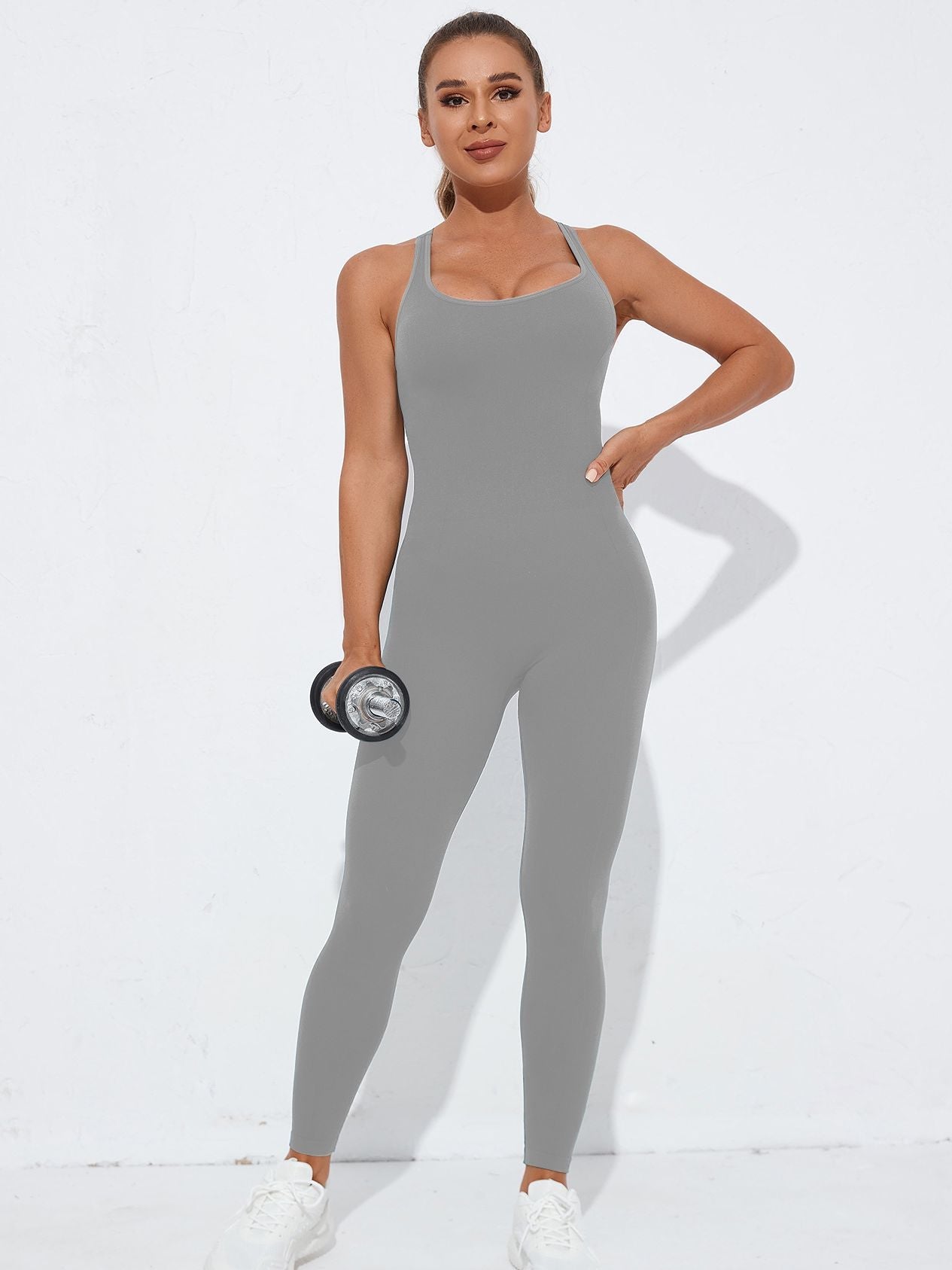 BUYCO Female Cross Back Hollow Out Quick Dry Jumpsuit