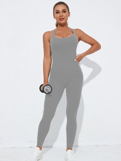 BUYCO Female Cross Back Hollow Out Quick Dry Jumpsuit