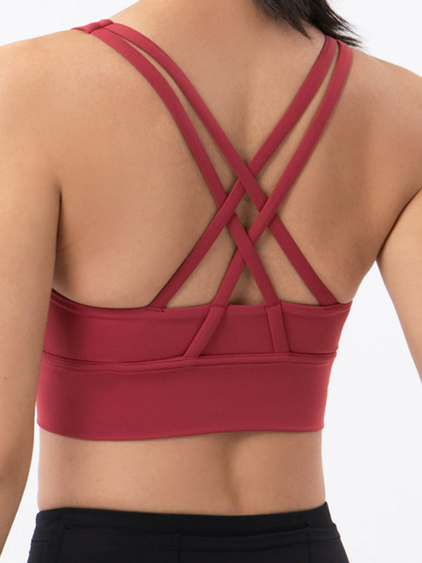 BUYCO Female U Collar Cross Back Quick Dry Seamless Sports Bras