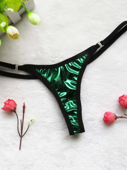 BUYCO Female PU Glossy T-back Panties