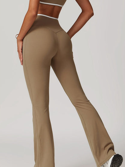 BUYCO Female Contrast Color V-shape Waist Flare Leggings