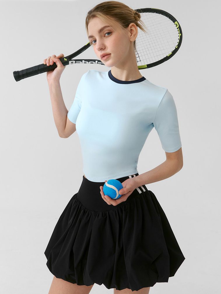 BUYCO Female Stripe Fluffy Tennis Skirts Suit