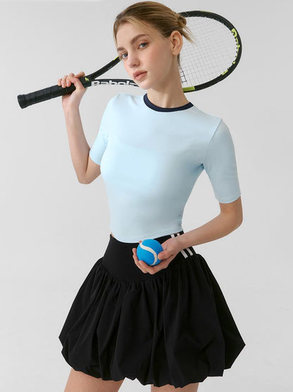 BUYCO Female Stripe Fluffy Tennis Skirts Suit