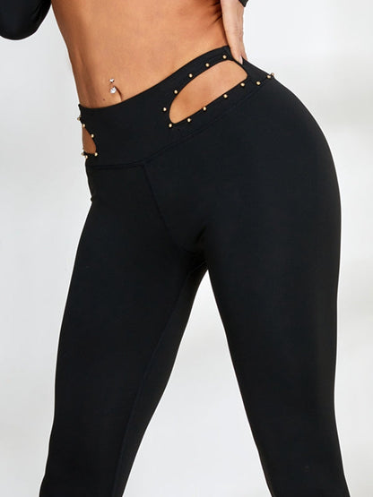 BUYCO Female Rivet Cross Cutout Backless Long Sleeves