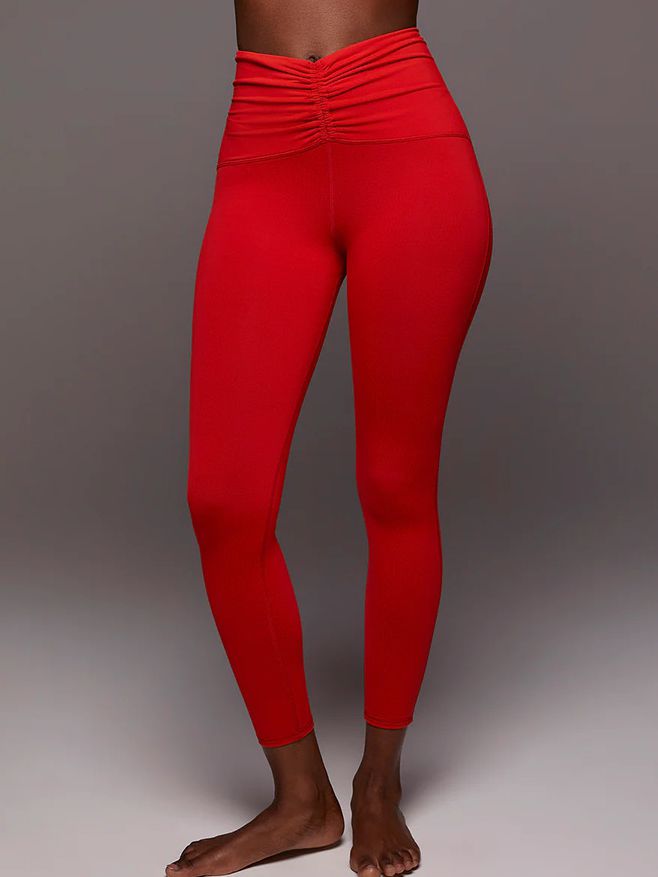 BUYCO Female Solid Color Unique Folds V Shape Waist Leggings