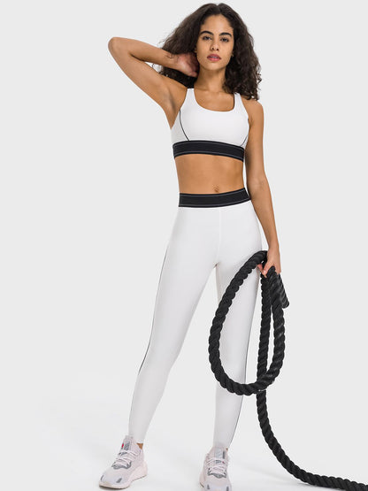 BUYCO Female Contrast Color Push Up Design Elastic Tight Shockproof Tracksuit