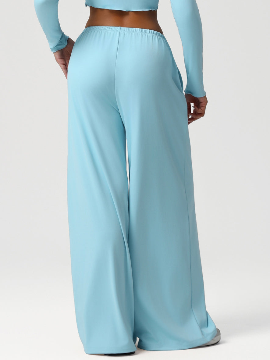 BUYCO Female Drawstring Pocket Solid Color Casual Pants