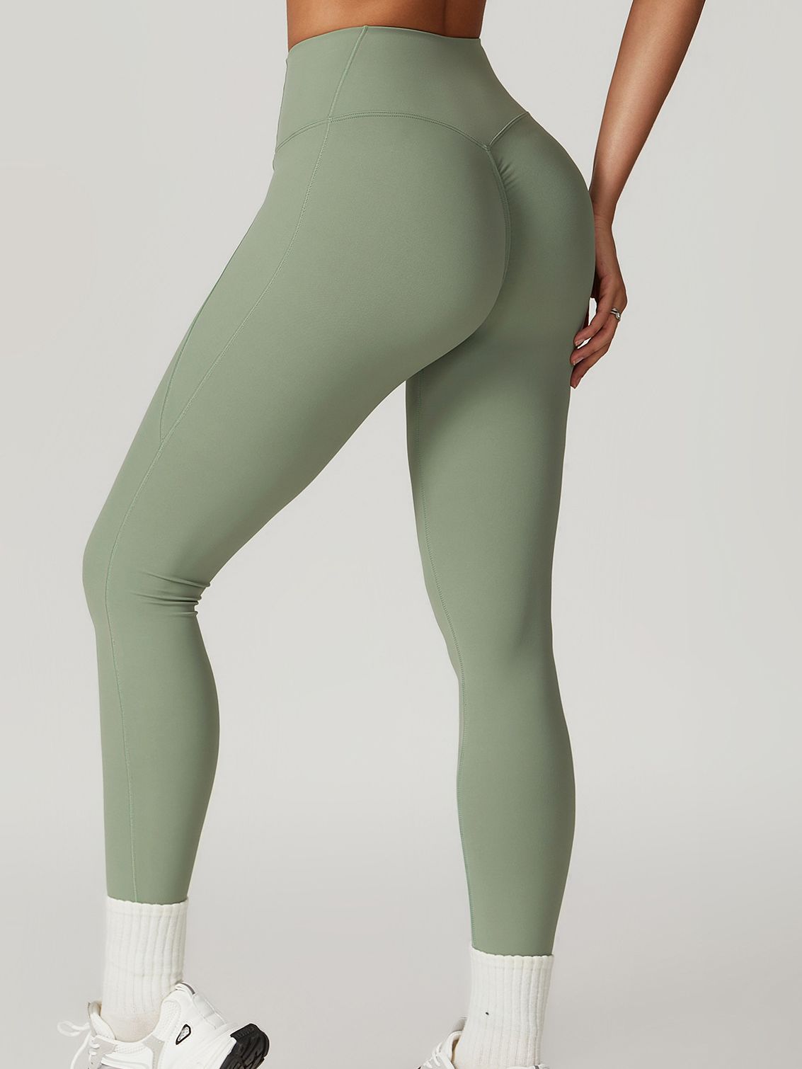 BUYCO Female High-waisted Hip-lift Quick Dry Elastic Tight Ruched Back Leggings