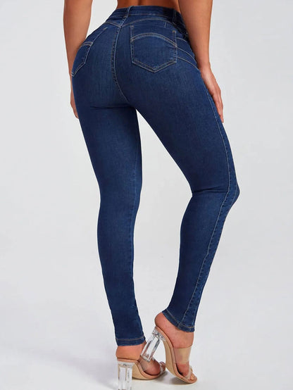 BUYCO Female Fitted Denim Elastic Tight Pocket Cargo Leggings