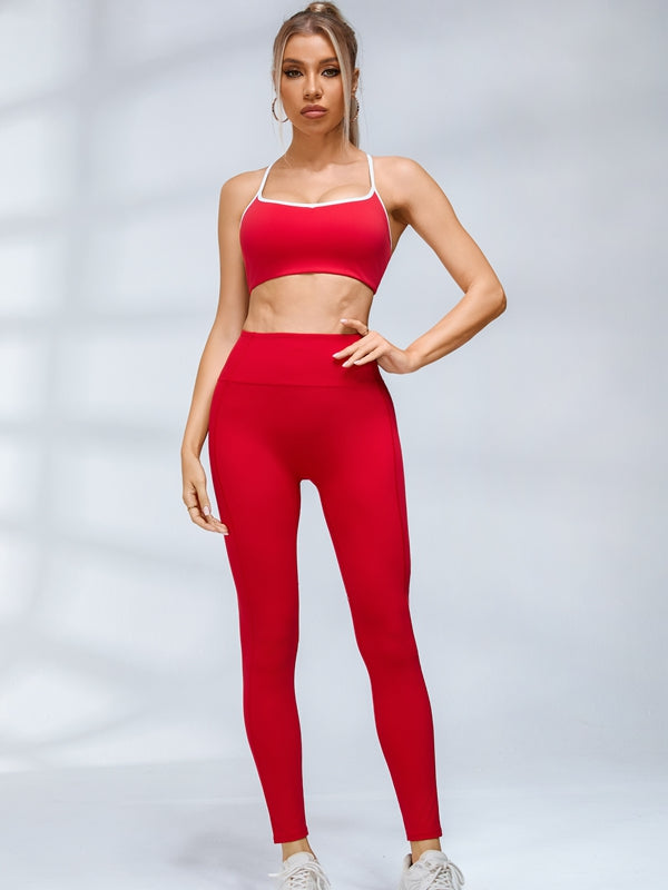 BUYCO Female Contrast Color Cross Back Sports Bras