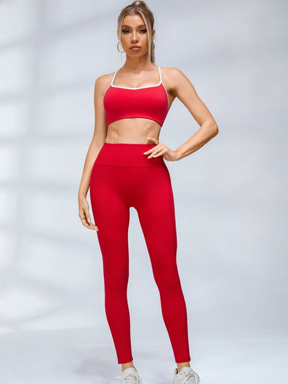 BUYCO Female Contrast Color Cross Back Sports Bras