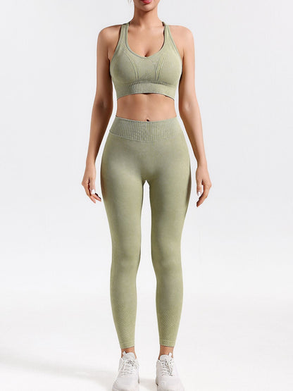 BUYCO Female Denim Hollow Out V-shaped Waist Elastic Tight Quick-dry Tracksuit