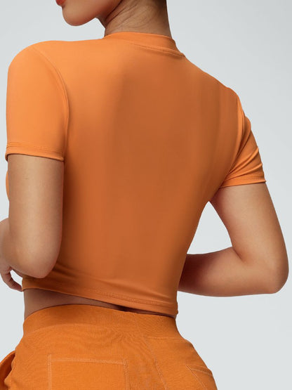 BUYCO Female Solid Color V-neck Quick Dry Elastic Tight Short Sleeves