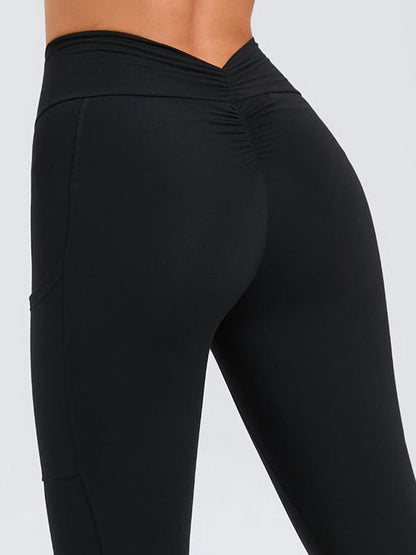 BUYCO Female Deep V Back Pocket Ruched Back Leggings