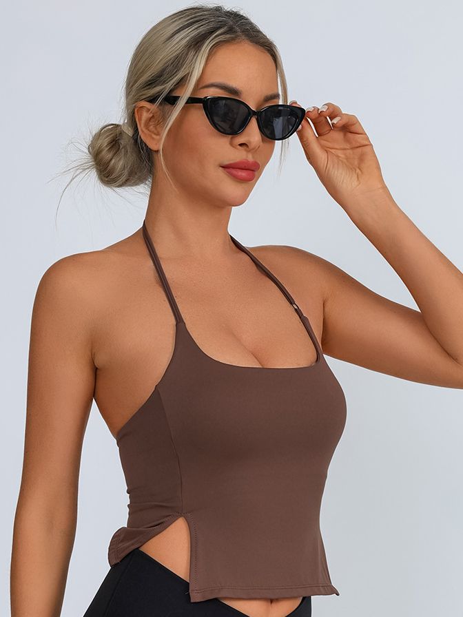 BUYCO Female Adjustable Strap Halter Backless Quick Dry Sports Bras