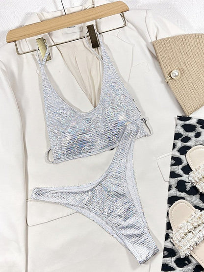 BUYCO Female Multi-coloured Gradient Drawstring Bikini Set