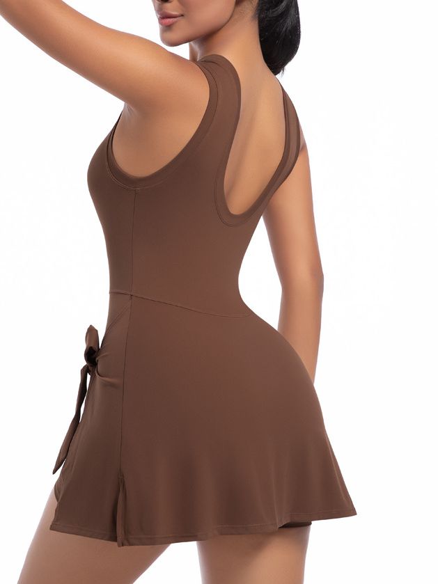 BUYCO Female Solid Color 2 in 1 Design Quick-dry Dress