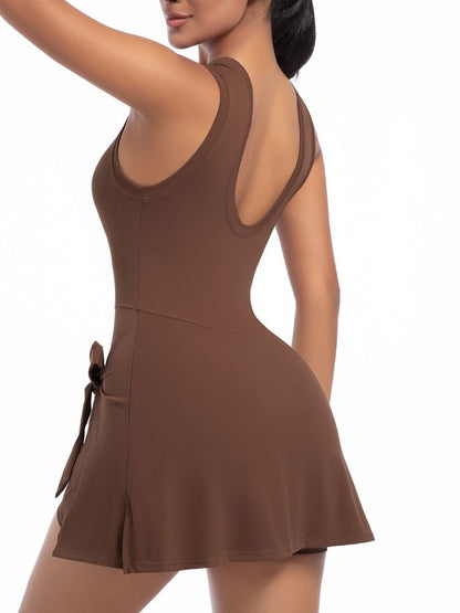 BUYCO Female Solid Color 2 in 1 Design Quick-dry Dress