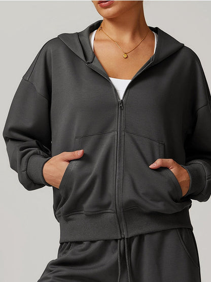 BUYCO Female Pocket Zipper Casual Hoodie