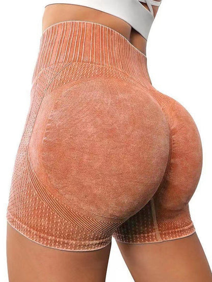 BUYCO Female Faux Denim Ruched Back Spandex Gym Fit Shorts