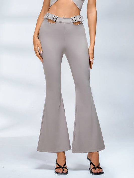 BUYCO Female Button Cutout Cargo Style Flare Design Leggings