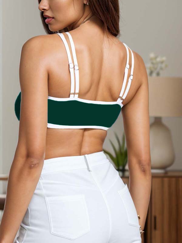 BUYCO Female Contrast Color Hollow Out Drawstring Sports Bras