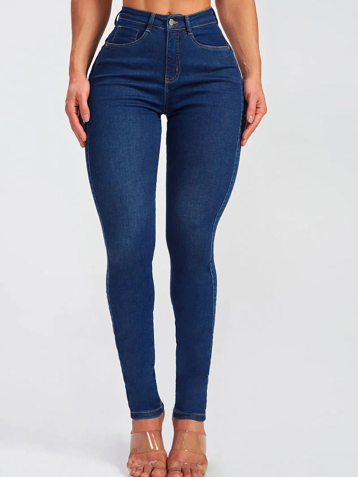 BUYCO Female Fitted Denim Elastic Tight Pocket Cargo Leggings