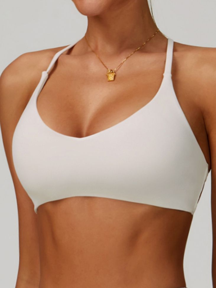BUYCO Female Cross Back V-neck with Chest Pads Quick Dry Push Up Design Short Tracksuit