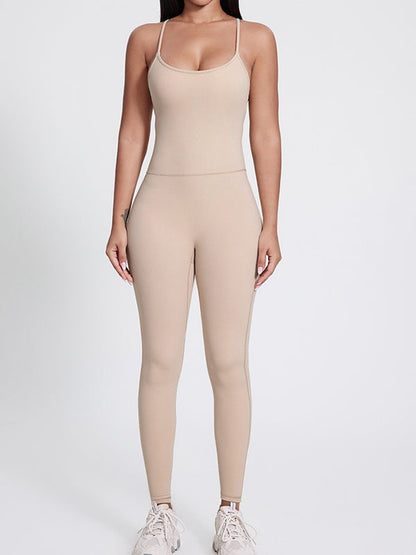 BUYCO Female Fitted Big U Collar Backless Jumpsuit