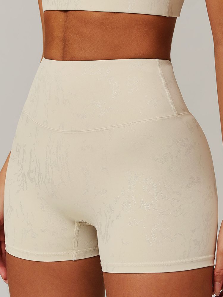 BUYCO Female High-rise Modern Stamping Print Quick Dry Ruched Back Fit Shorts