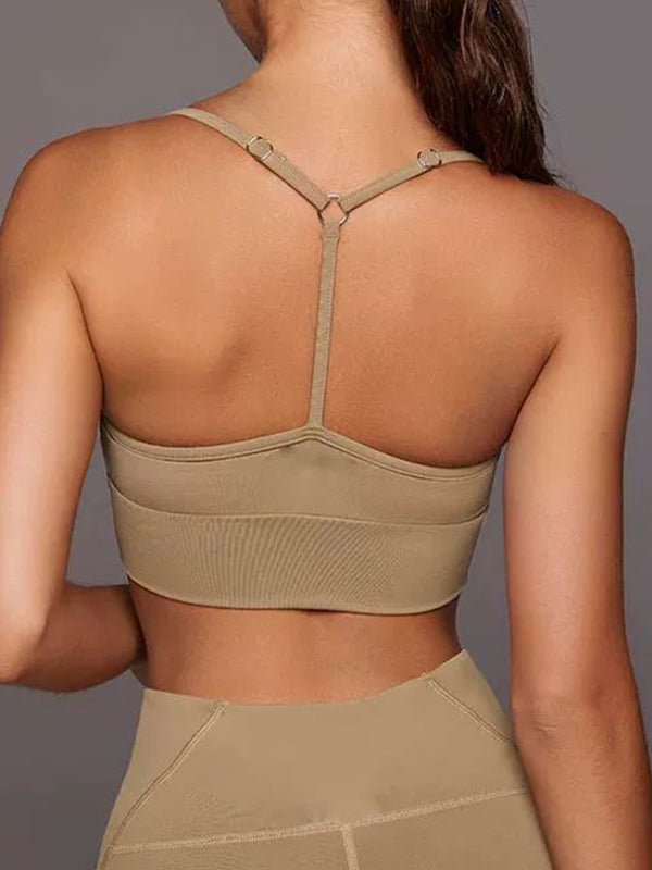 BUYCO Female Solid Color Unique Folds Sports Bras