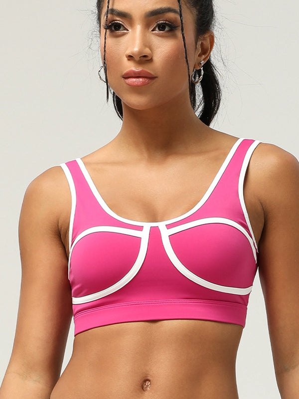 BUYCO Female Contrast Color Cutout Sports Bras