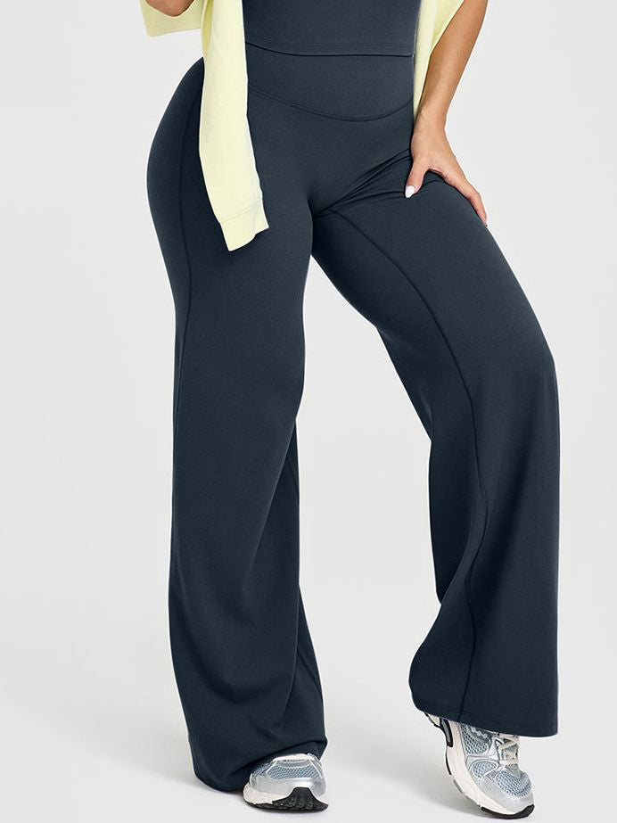 BUYCO Female Solid Color Casual Loose Flare High-rise Leggings
