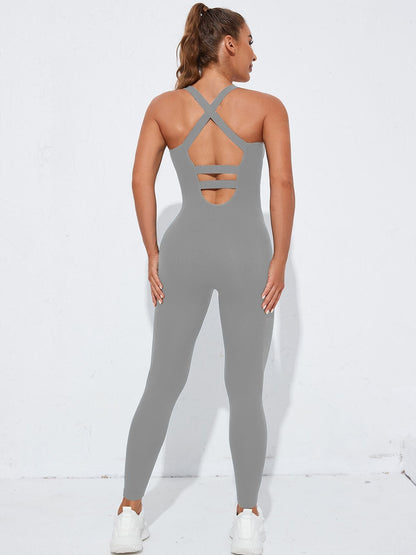 BUYCO Female Cross Back Hollow Out Quick Dry Jumpsuit