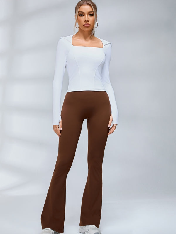 BUYCO Female Deep V Back Ruched Back Flare Leggings