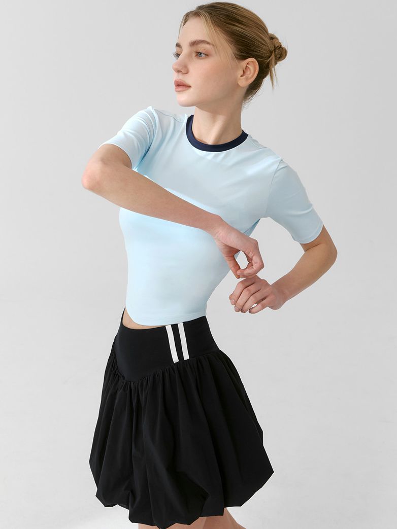 BUYCO Female Stripe Fluffy Tennis Skirts Suit