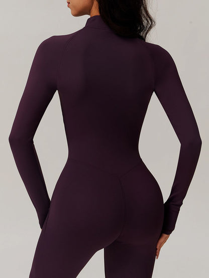 BUYCO Female Zipper Stand Collar Coral Fleece Long-Sleeved Jumpsuit