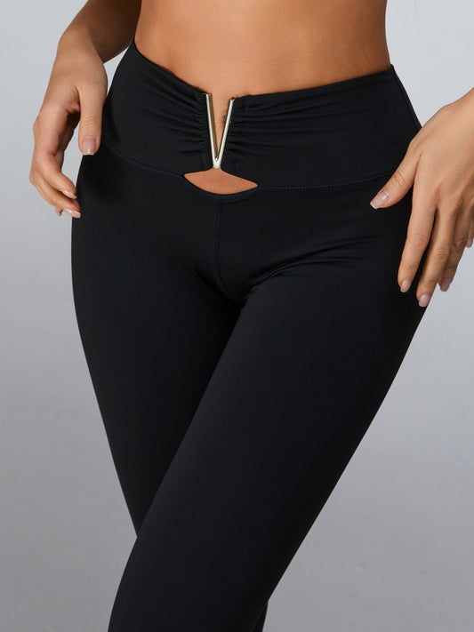 BUYCO Female Cutout V Shape Metal Leggings