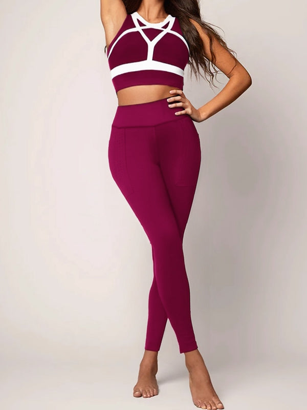 BUYCO Female Contrast Color High-support  Yoga Sportswear