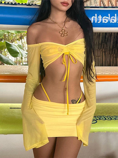 BUYCO Female Fitted Drawstring Mesh 2-pieces Bikini Set
