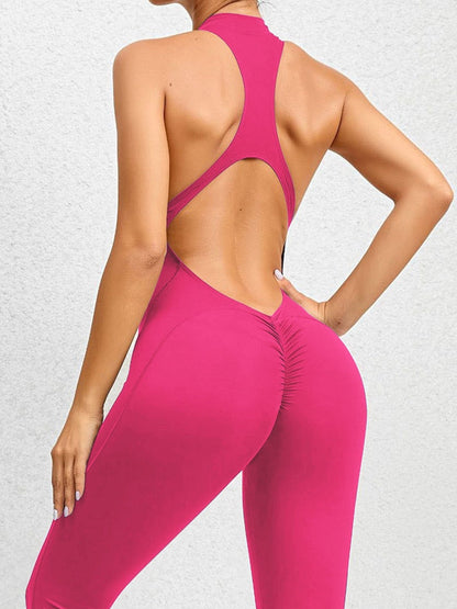 BUYCO Female Zipper Backless Ruched Back Jumpsuit