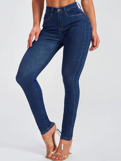 BUYCO Female Fitted Denim Elastic Tight Pocket Cargo Leggings