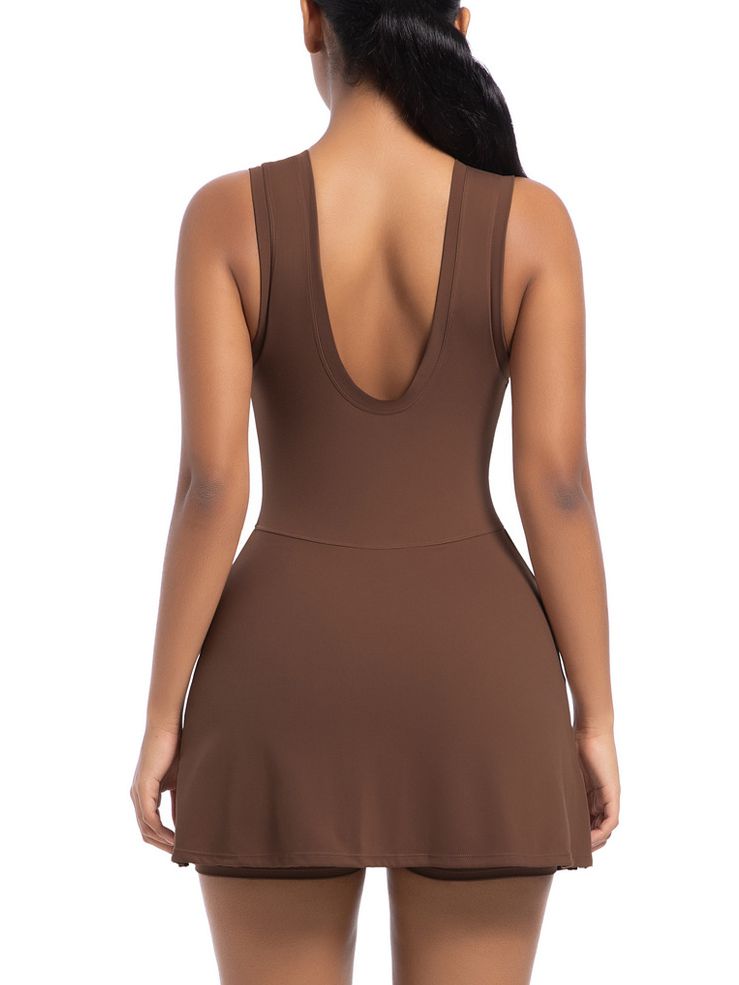 BUYCO Female Solid Color 2 in 1 Design Quick-dry Dress