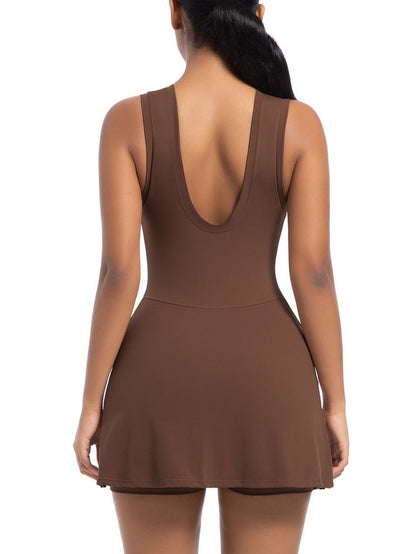 BUYCO Female Solid Color 2 in 1 Design Quick-dry Dress